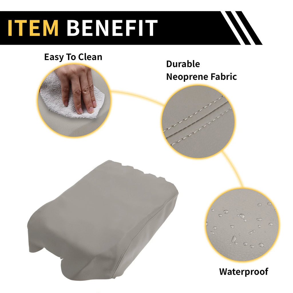 Console Lid Armrest Cover for Toyota Tundra (2007–2021) Microfiber Leather Grey