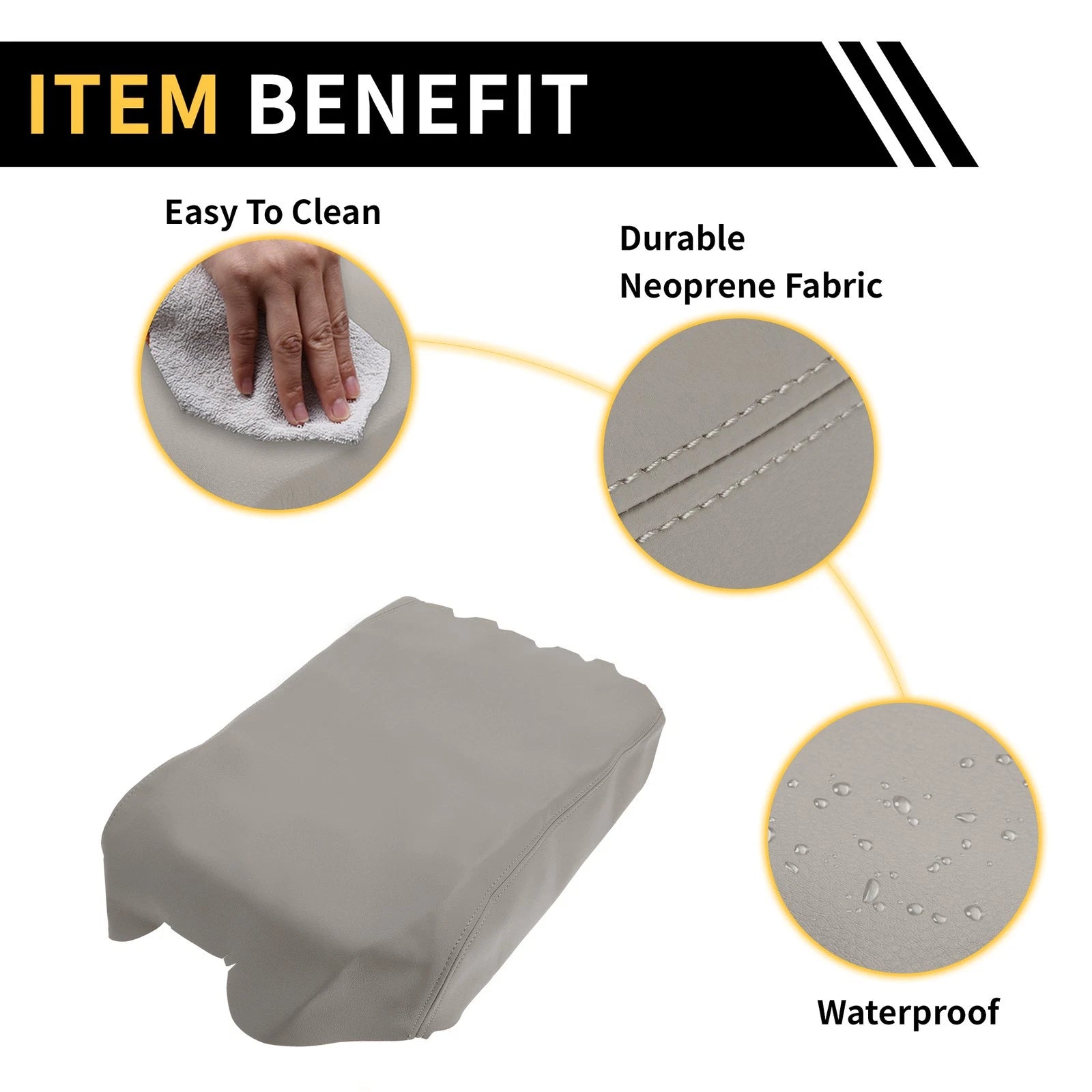 Console Lid Armrest Cover for Toyota Tundra (2007–2021) Microfiber Leather Grey