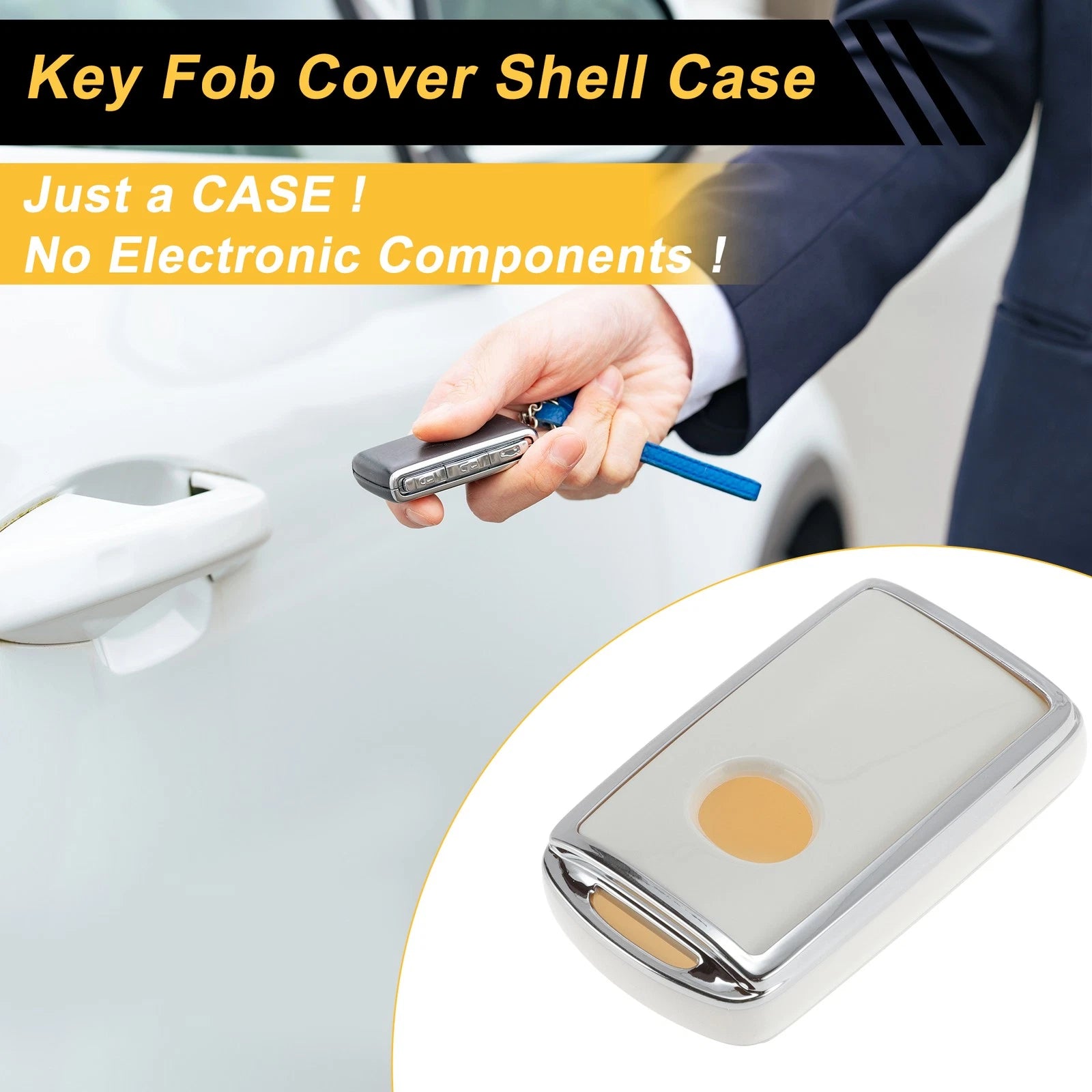 TPU Silicone Car Key Case for Mazda 2/3/5/6 (4 Buttons) - White/Silver Edge