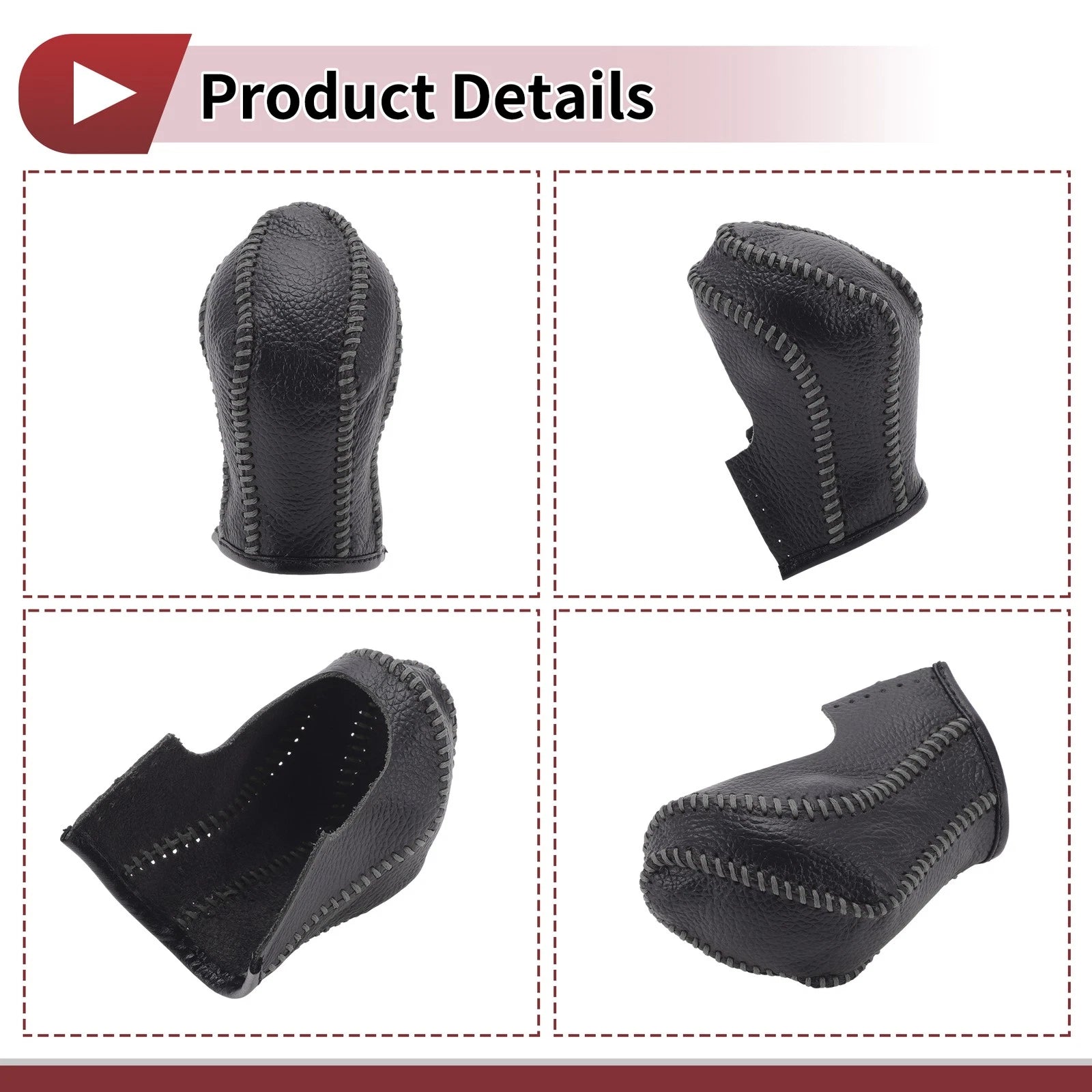 1Pc Gear Shift Knob Cover for Nissan Maxima (2016–2023) Black Gray Faux Leather