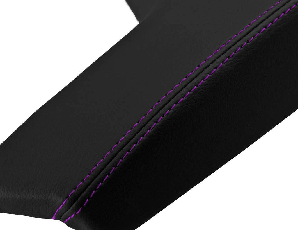 Leather Console Lid Armrest Cover for Buick Regal (2011–2017) Black Purple Stitch