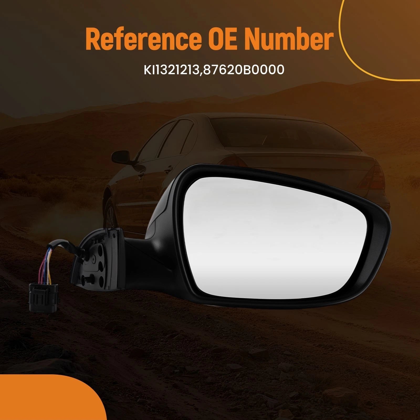 Passenger Side Mirror for Kia Forte EX/S (2017–2018) Power Heated Black KI1321213