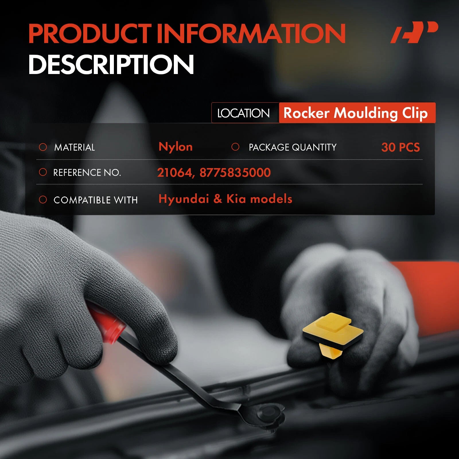 30Pcs Rocker Moulding Fastener Clips for Hyundai