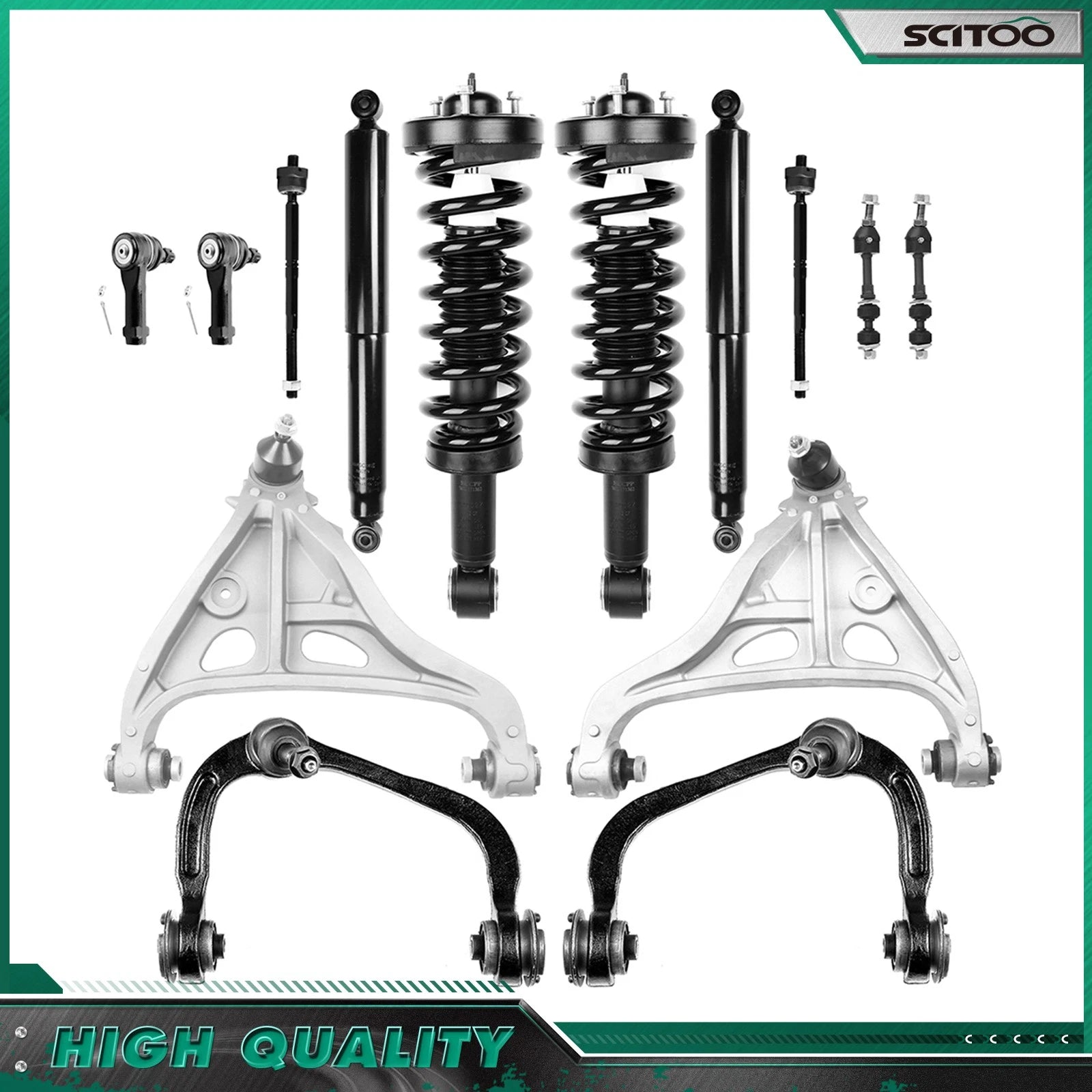 Front Strut Rear Shocks Control Arms Tie Rod Sway Bar for Ford F150 Mark LT (RWD)