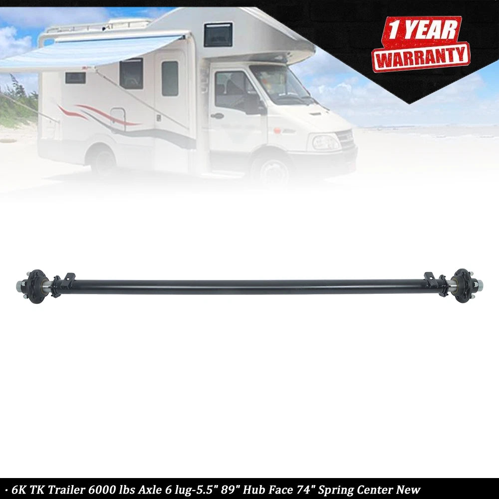 6K Trailer Axle for 6000 lbs Capacity (6 Lug, 5.5" Bolt Pattern)