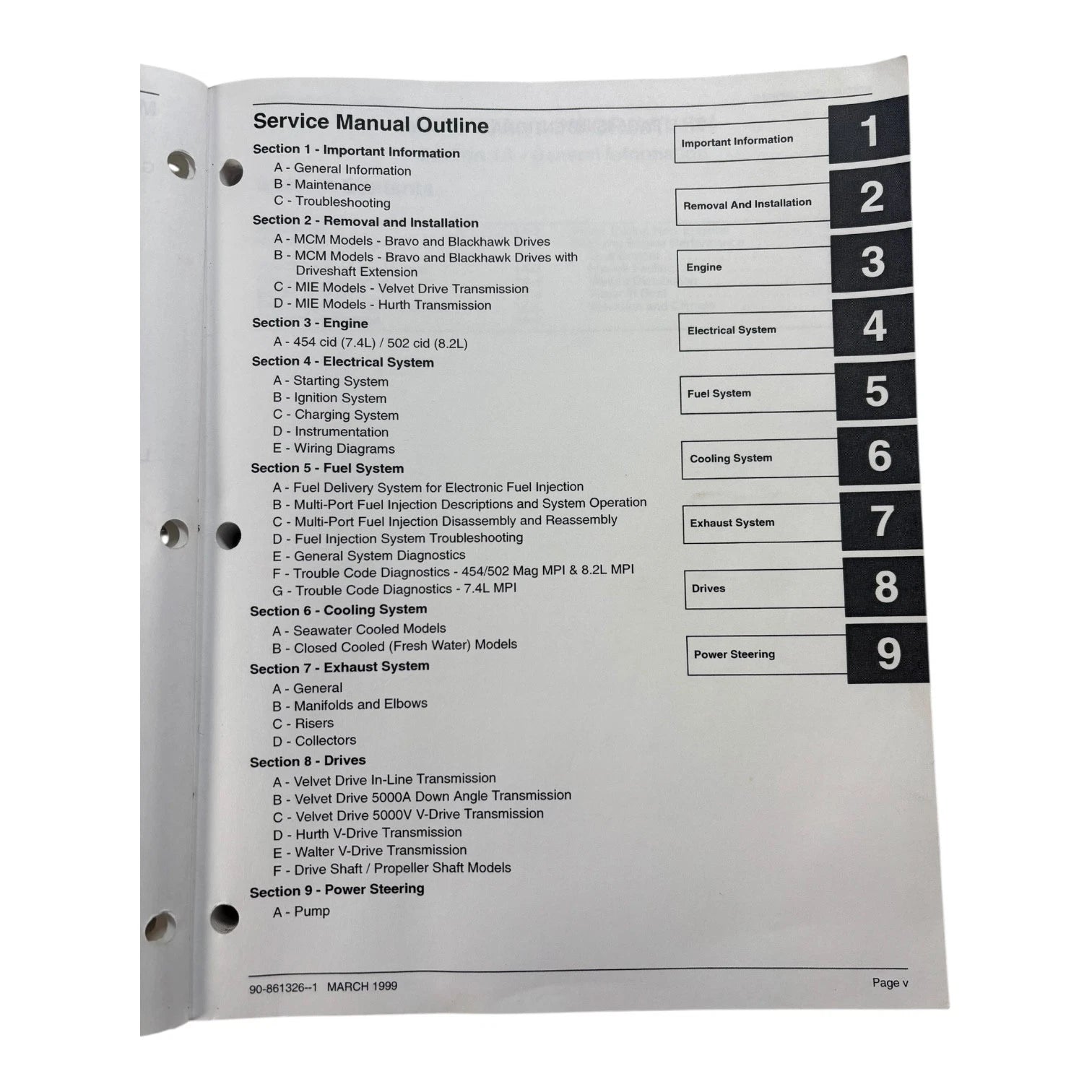 Service Manual #23 for Mercury MerCruiser GM V8 454/502 (1990–1999)