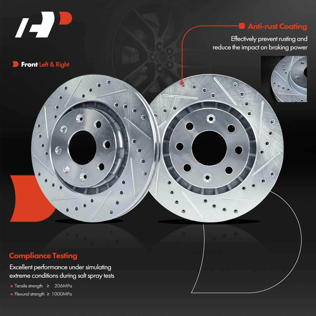 Set of 6 Front Drilled Brake Rotors & Pads for Chevy Aveo/Aveo5