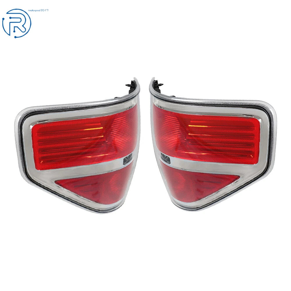 Tail Lights for Ford F150 (2009-2014) Clear Red Chrome
