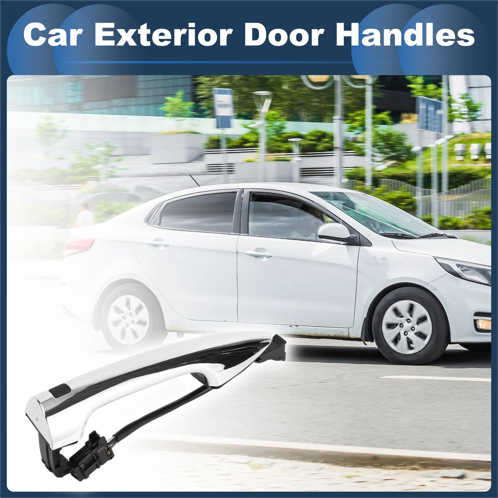 Front Left Door Handle for Kia K2 (2011–2016) - Silver Tone