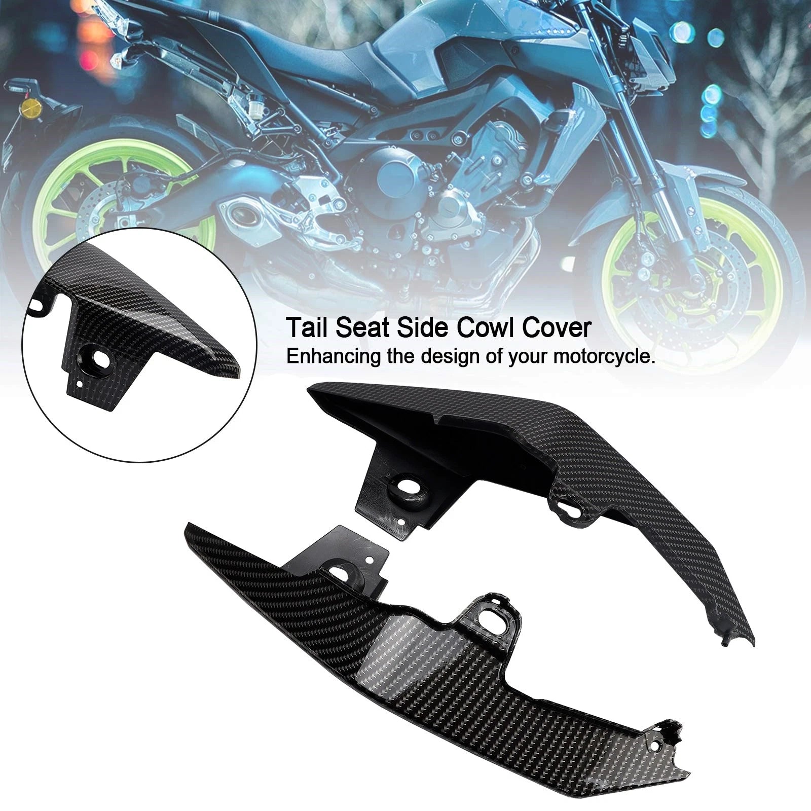 Carbon Tail Seat Side Cowl Cover Fairing for Yamaha MT-09 FZ09 (2017–2021)