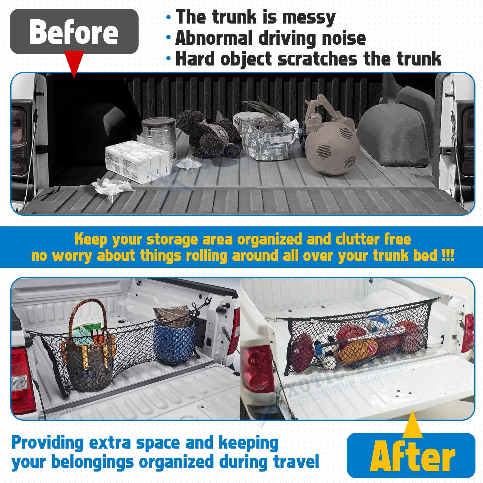 Rear Cargo Storage Net for Black Nylon for Car, Vans, SUVs (-)