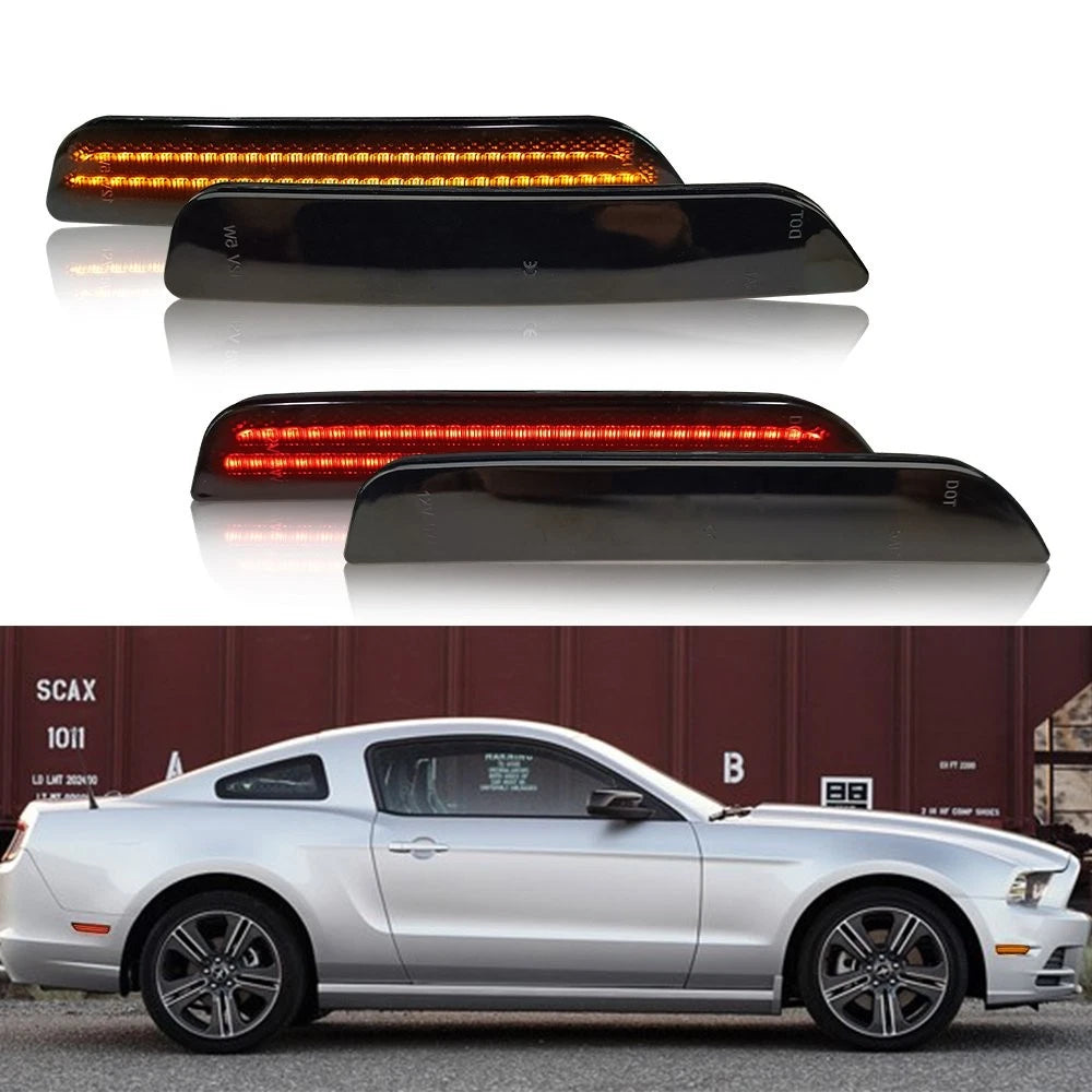 LED Side Marker Light Lens for Ford Mustang (2010–2014) Amber/Red Smoke