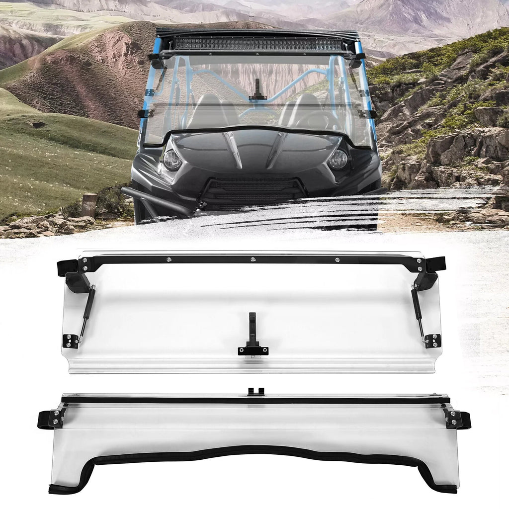 2X Front 2-in-1 Folding Windshield for Kawasaki Teryx 750 800 (2012–2015)