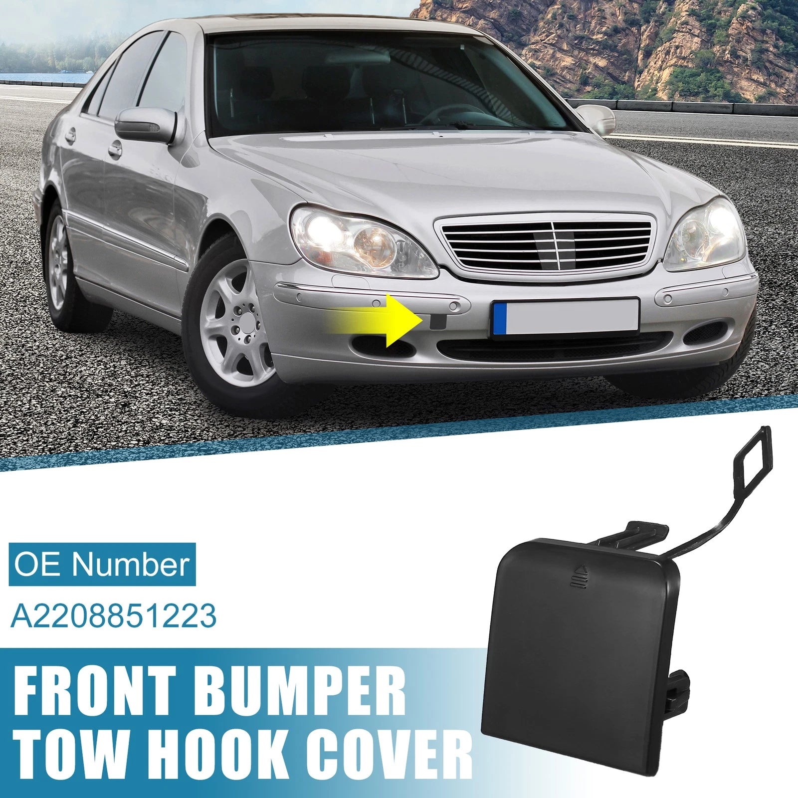 Tow Hook Cover for Mercedes-Benz S500 (2000–2001) - Black