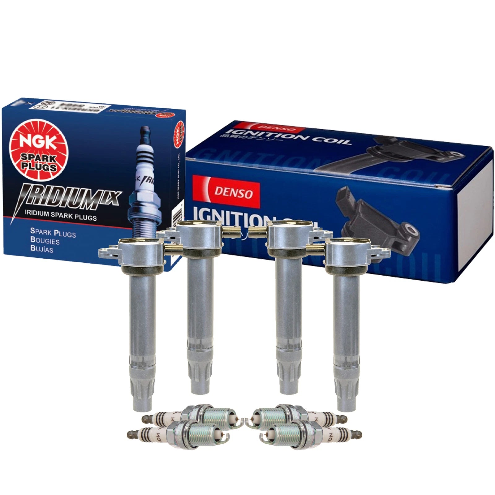 Set of 4 Ignition Coils & 4 IridiumIX Spark Plugs for Chrysler Dodge Jeep