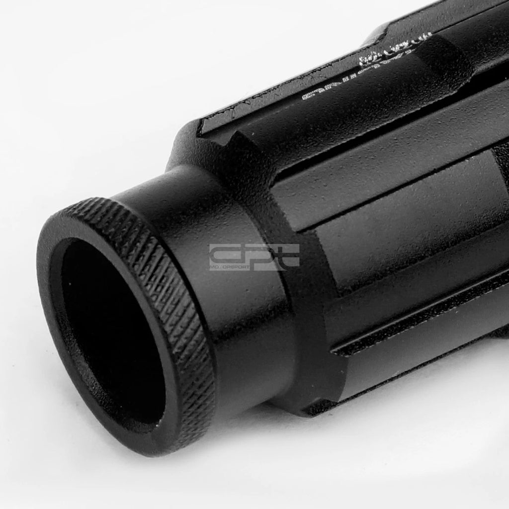 20 PCS Open End M12x1.5 50mm Tall Black Aluminum Lug Nuts + Adapter
