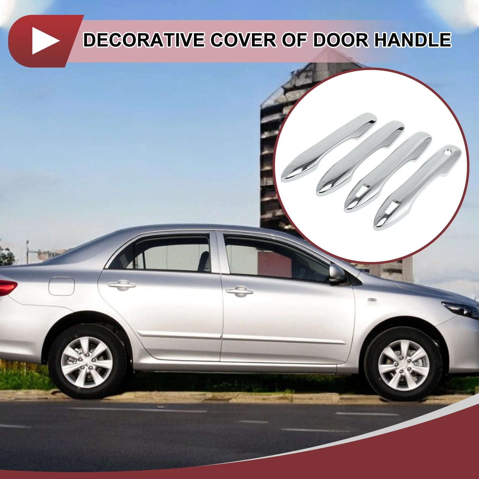 Set of 4 Door Handle Covers for Toyota Camry (2018–2024) Silver Tone ABS