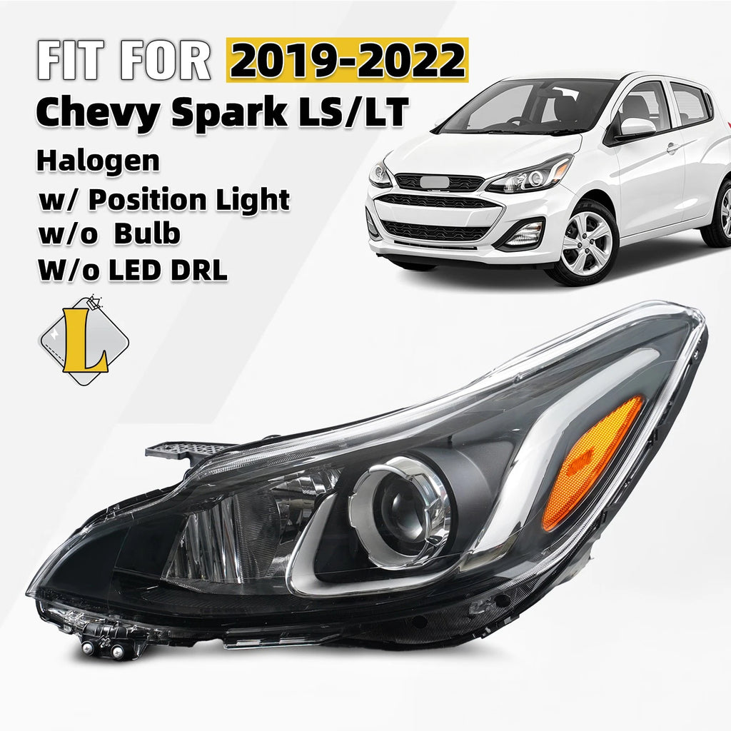 Halogen Headlight for Chevy Spark (2019–2022) LH W/o LED DRL W/o Bulb