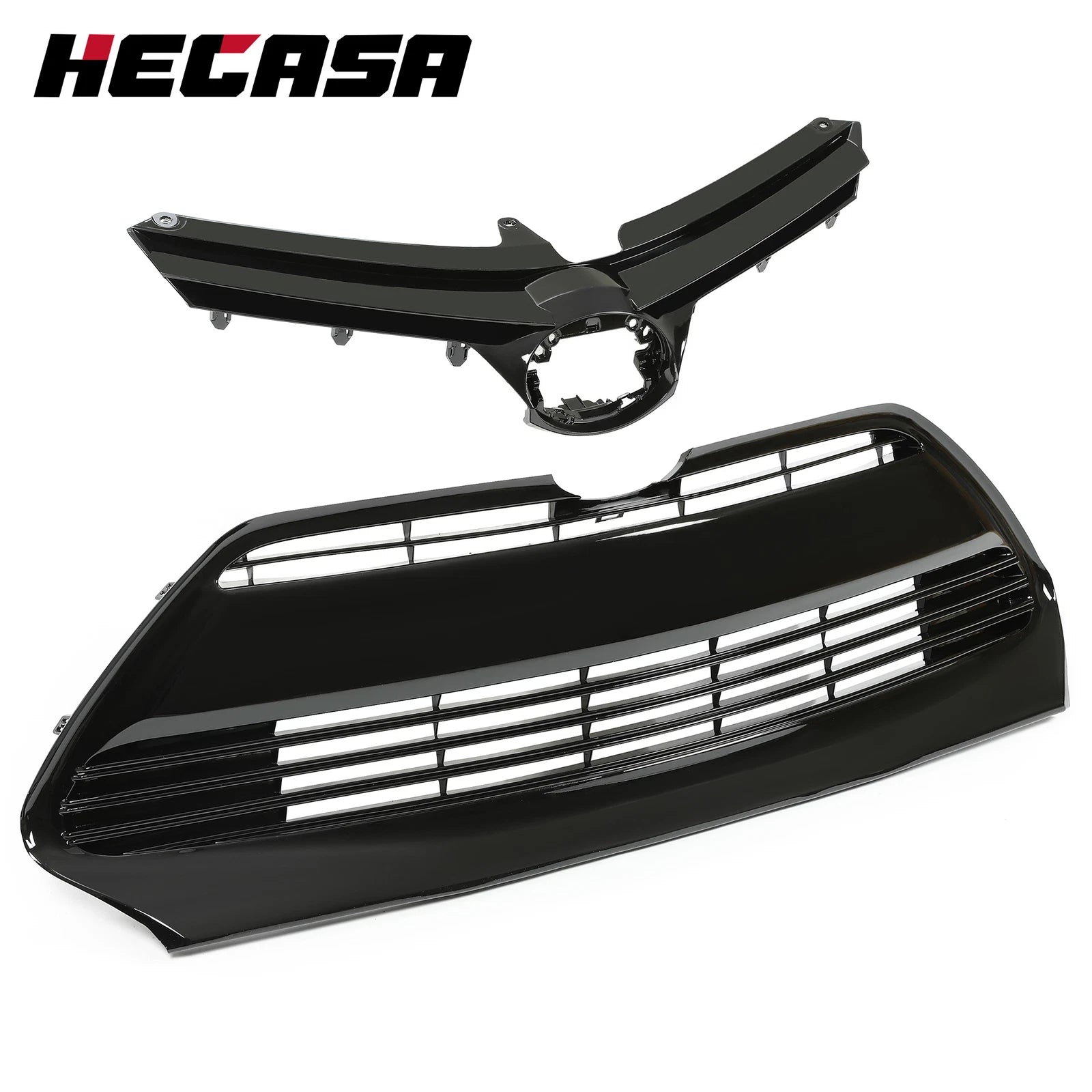 Front Bumper Upper & Lower Grille for Toyota Corolla L LE XLE CE (2017–2019)