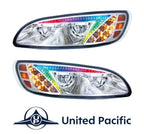 Chrome LED Headlights w/ Color Changing Light Bar for Peterbilt 386 387