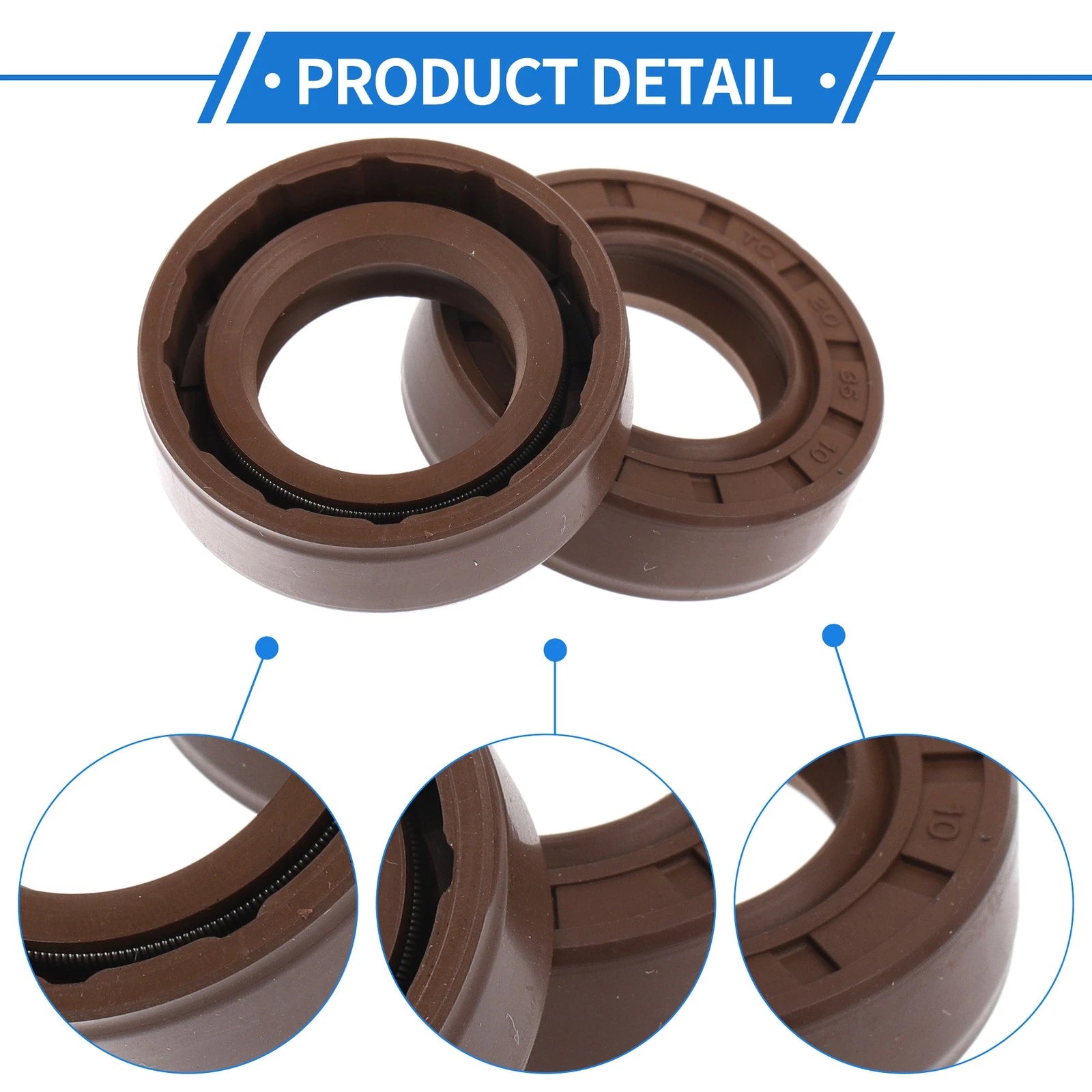 2X Oil Seal Rotary Shaft Seal FKM Rubber 20x35x10mm for Various Models