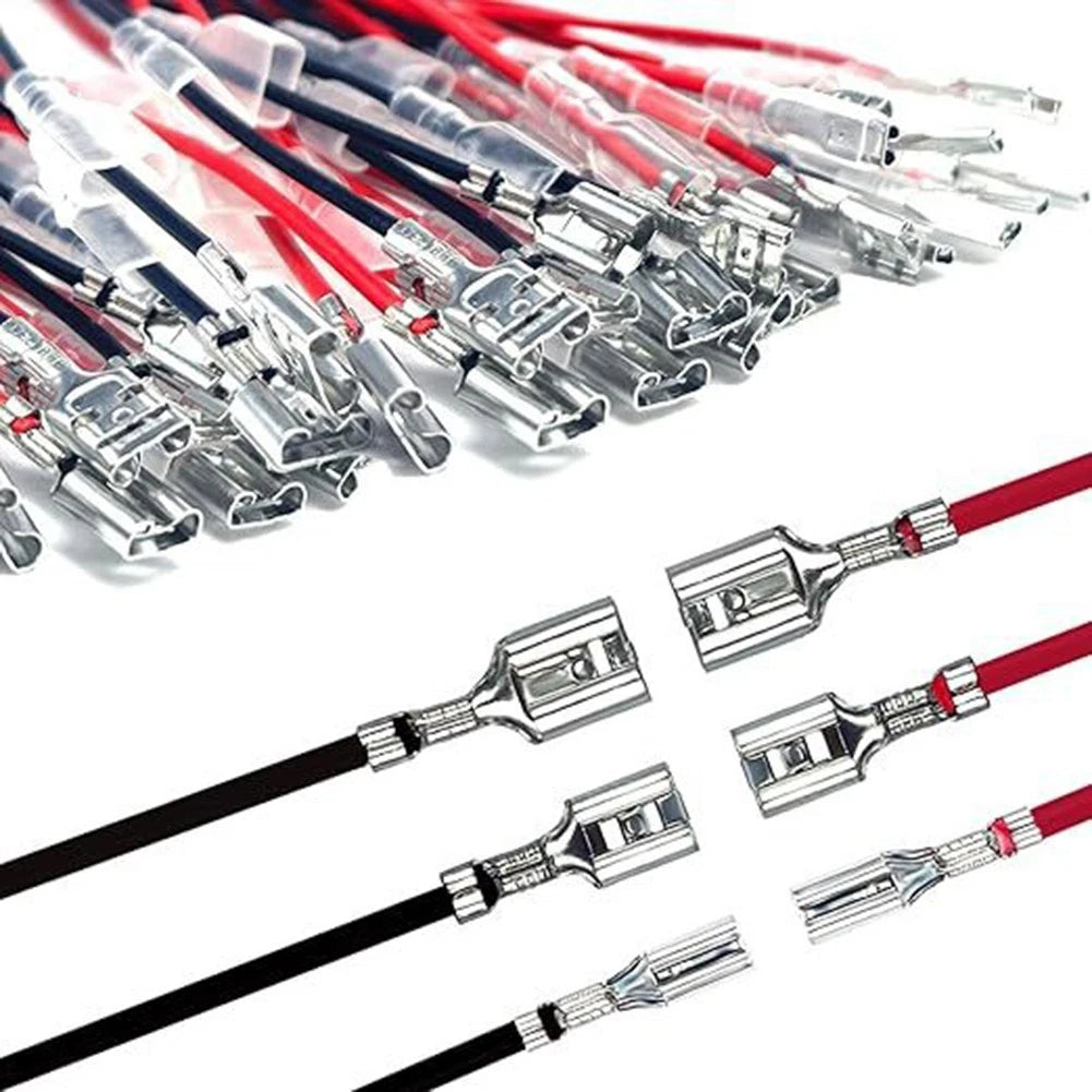30PCS Spade Connector Kit with Insulating Sleeves for DIY (28mm, 48mm, 63mm)