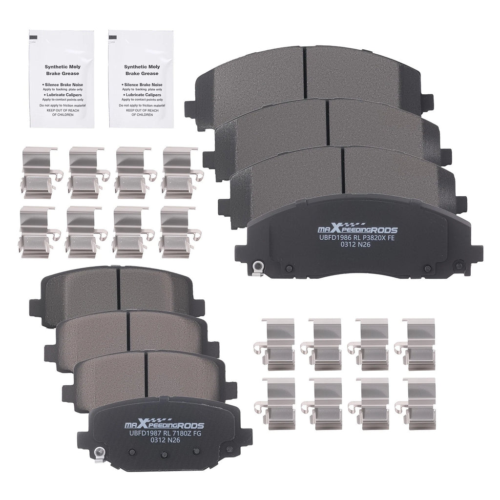 Front & Rear Brake Pads Kit for Dodge Grand Caravan/Journey (2012–2020) P1589 P1596