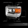 Chrome Amber Driver Left Headlight for Sierra 1500 Limited 2500 3500 HD (2014–2019)