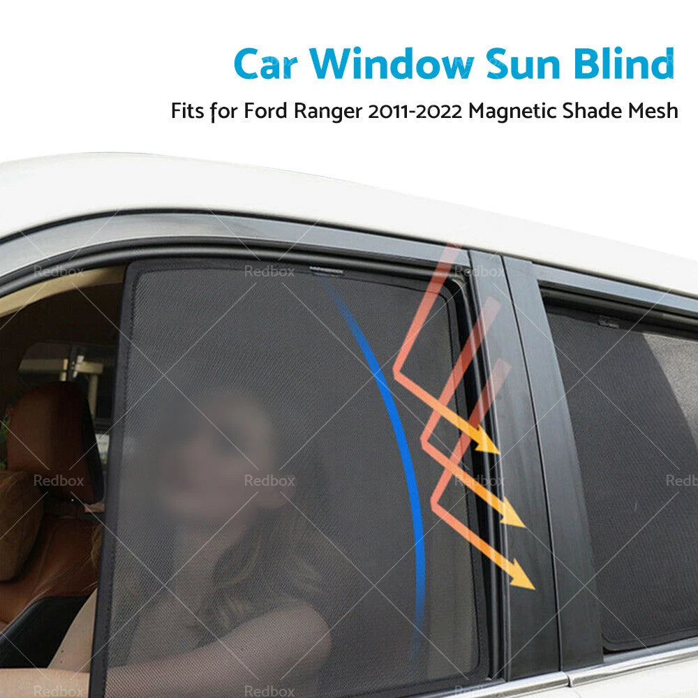 2X Rear Window Sun Shade for Ford Ranger (2011–2022) Mesh Car Sun Blind