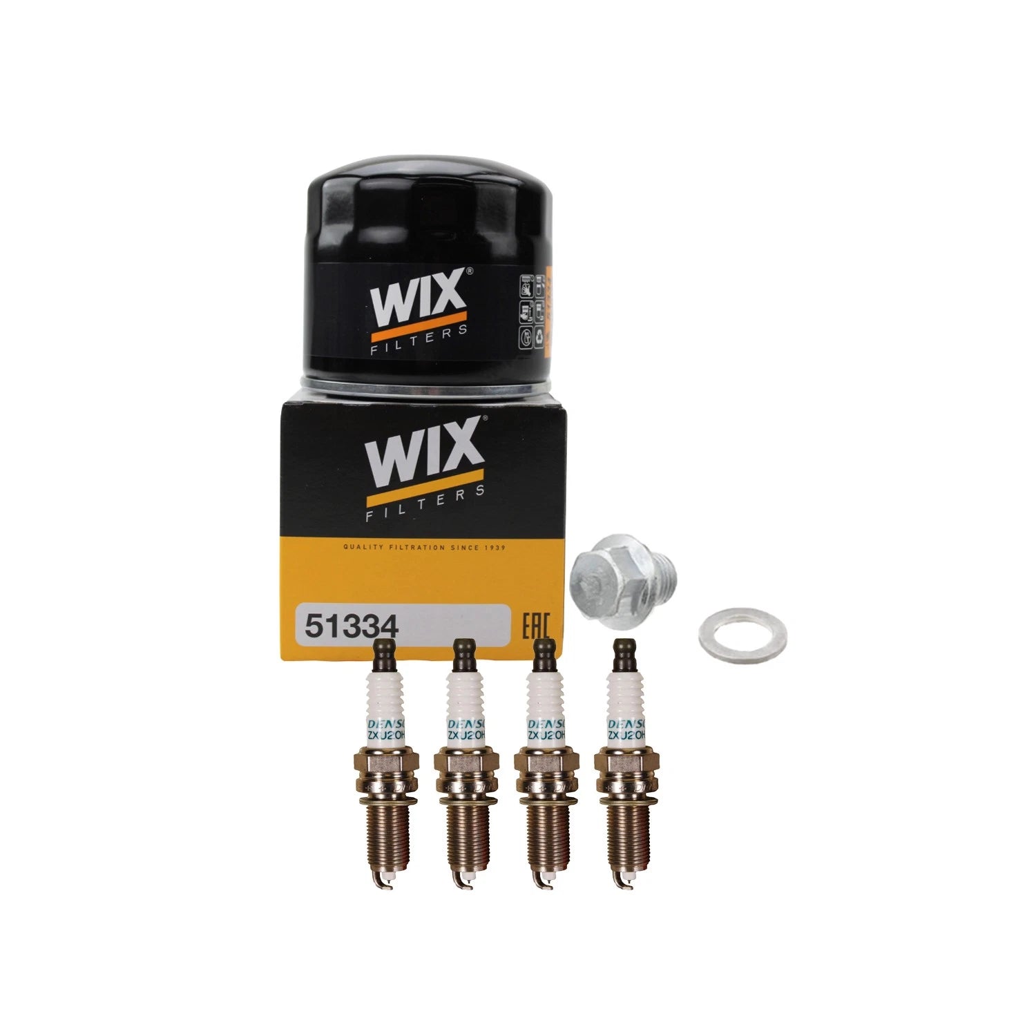 Wix Engine Oil Filter & Denso Iridium Spark Plugs Kit for Kia Rio (2012–2020)