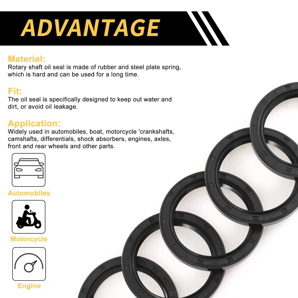 Set of 5 Oil Seal Ring 42x55x7mm NBR Rubber for Rotary Shaft