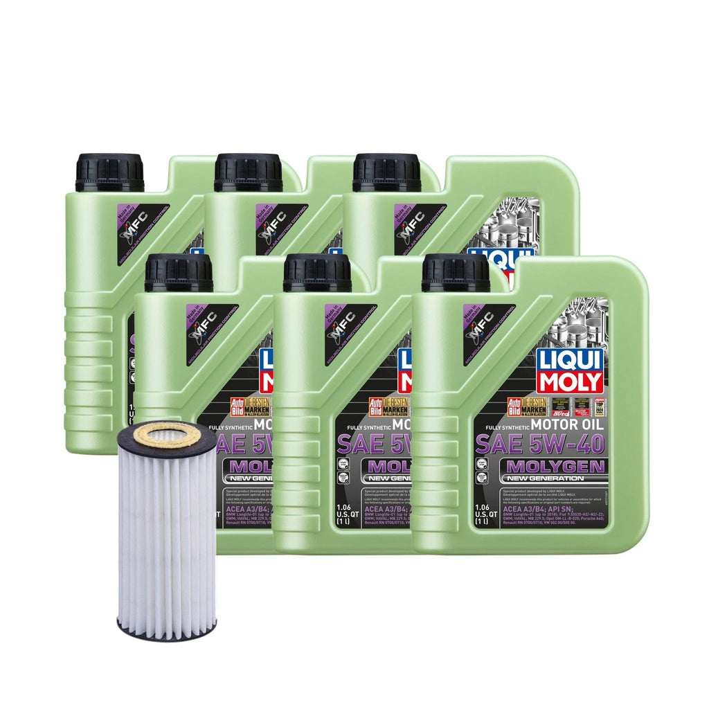 6L Liqui Moly Molygen 5W-40 Oil Change Kit for Audi L4 1.8/2.0L (2010–2023)