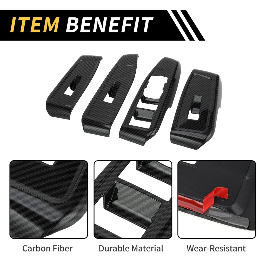Set of 2 Carbon Fiber Pattern Front Door Window Switch Panels for Ford Ranger 