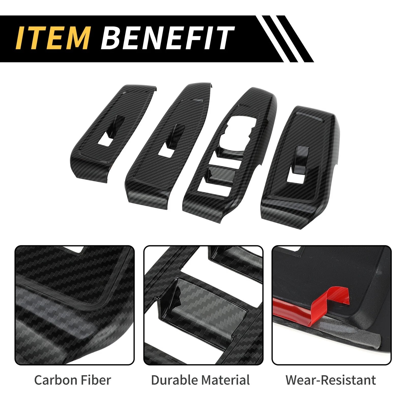 Set of 2 Carbon Fiber Pattern Front Door Window Switch Panels for Ford Ranger 
