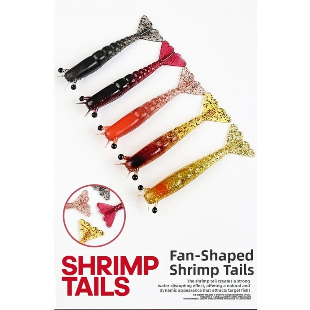 Set of 2 Soft Shrimp Lures Sinking Fishing Bait 9.5cm 11.5cm PVC
