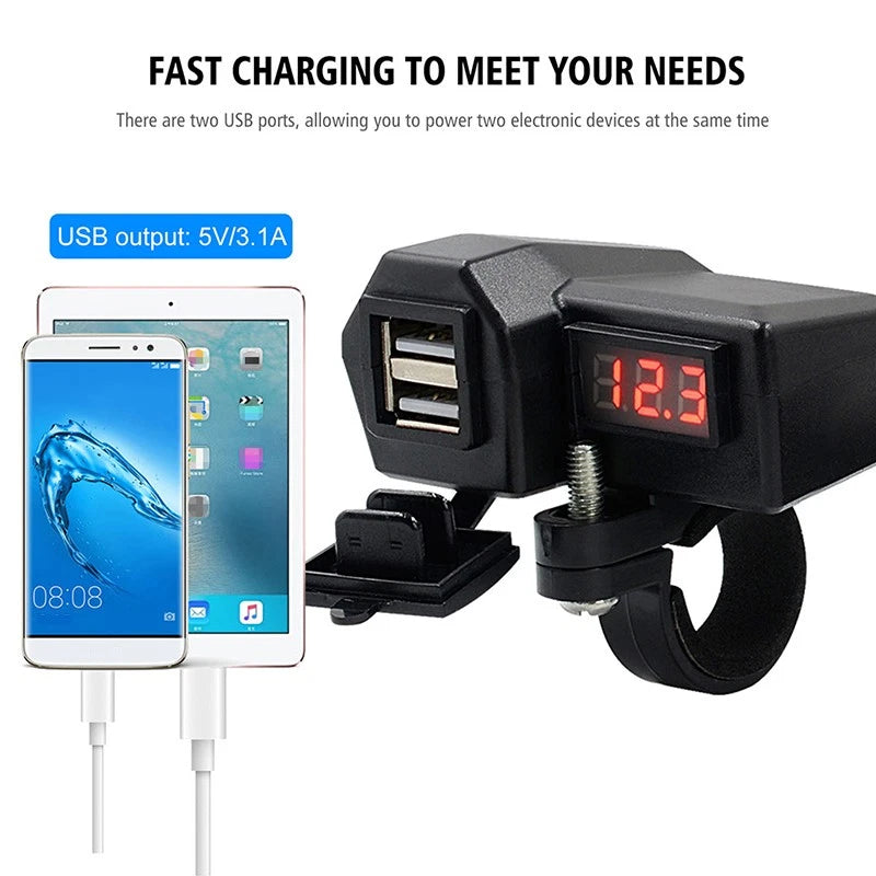 Dual USB Charger & LED Voltmeter for American Lifan 100E E3 (2010–2020)