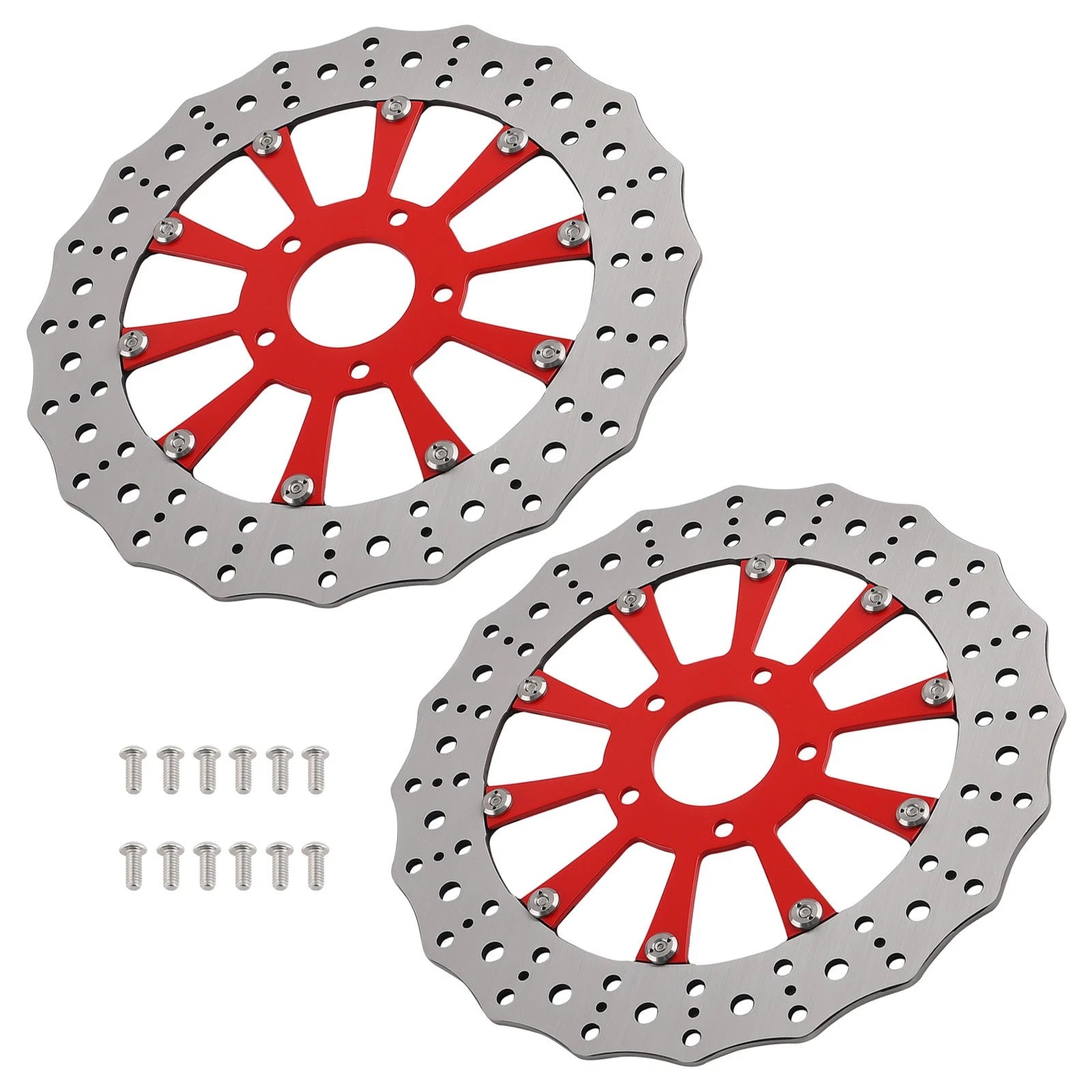 2PC Front Brake Rotor Disc for Harley-Davidson Trike Dyna (2006–2019) Red
