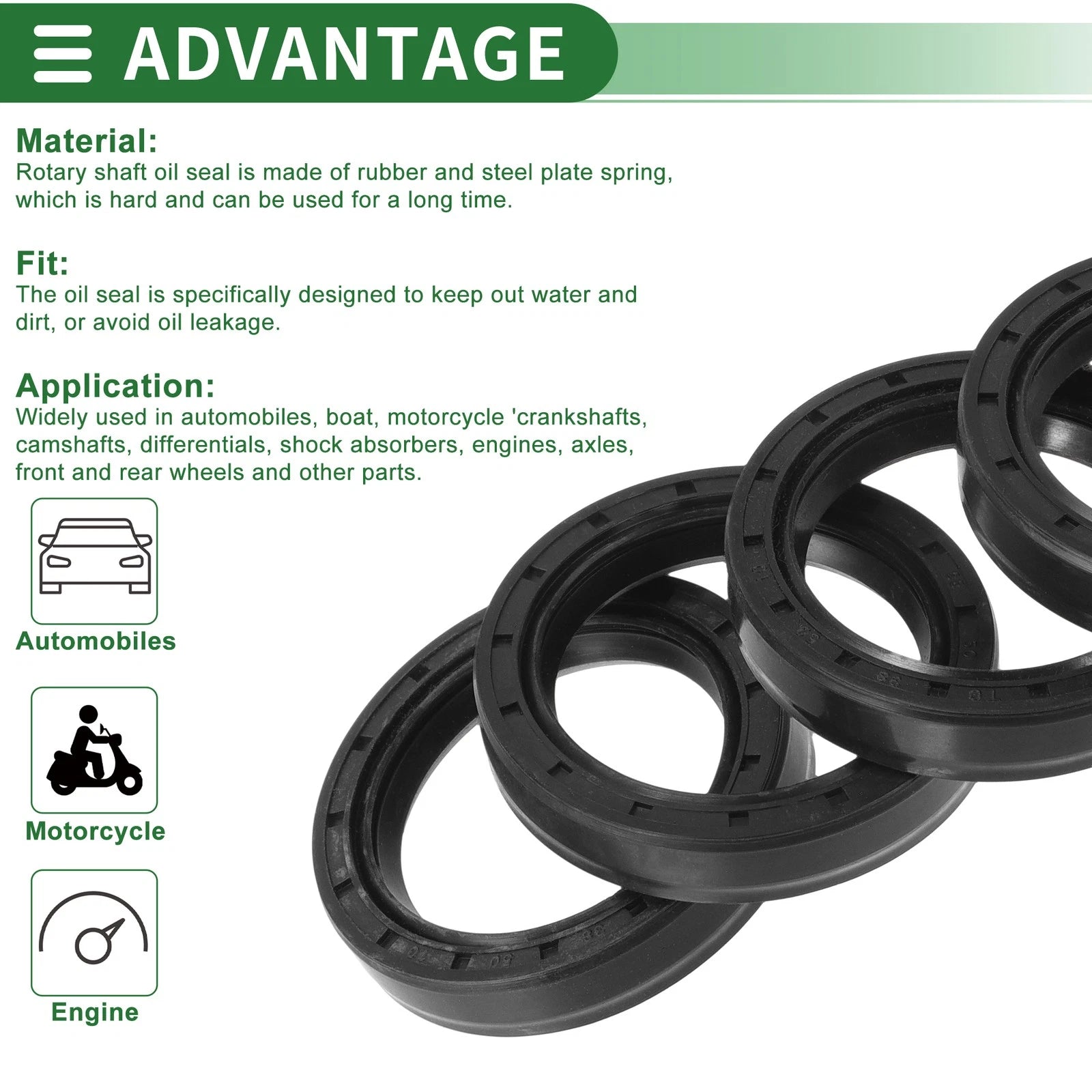 Set of 5 Oil Seal Rotary Shaft Seal NBR Rubber 38x50x10mm for Various Models