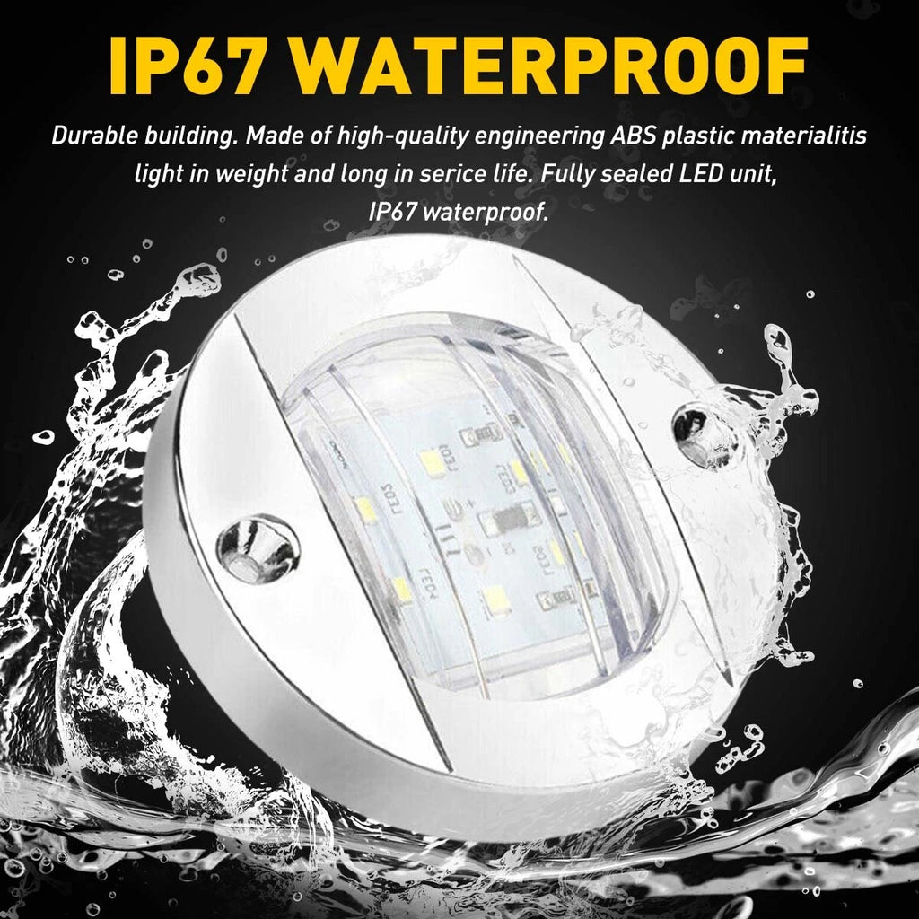 Set of 4 Round LED Stern Lights for Marine Boat (Waterproof)