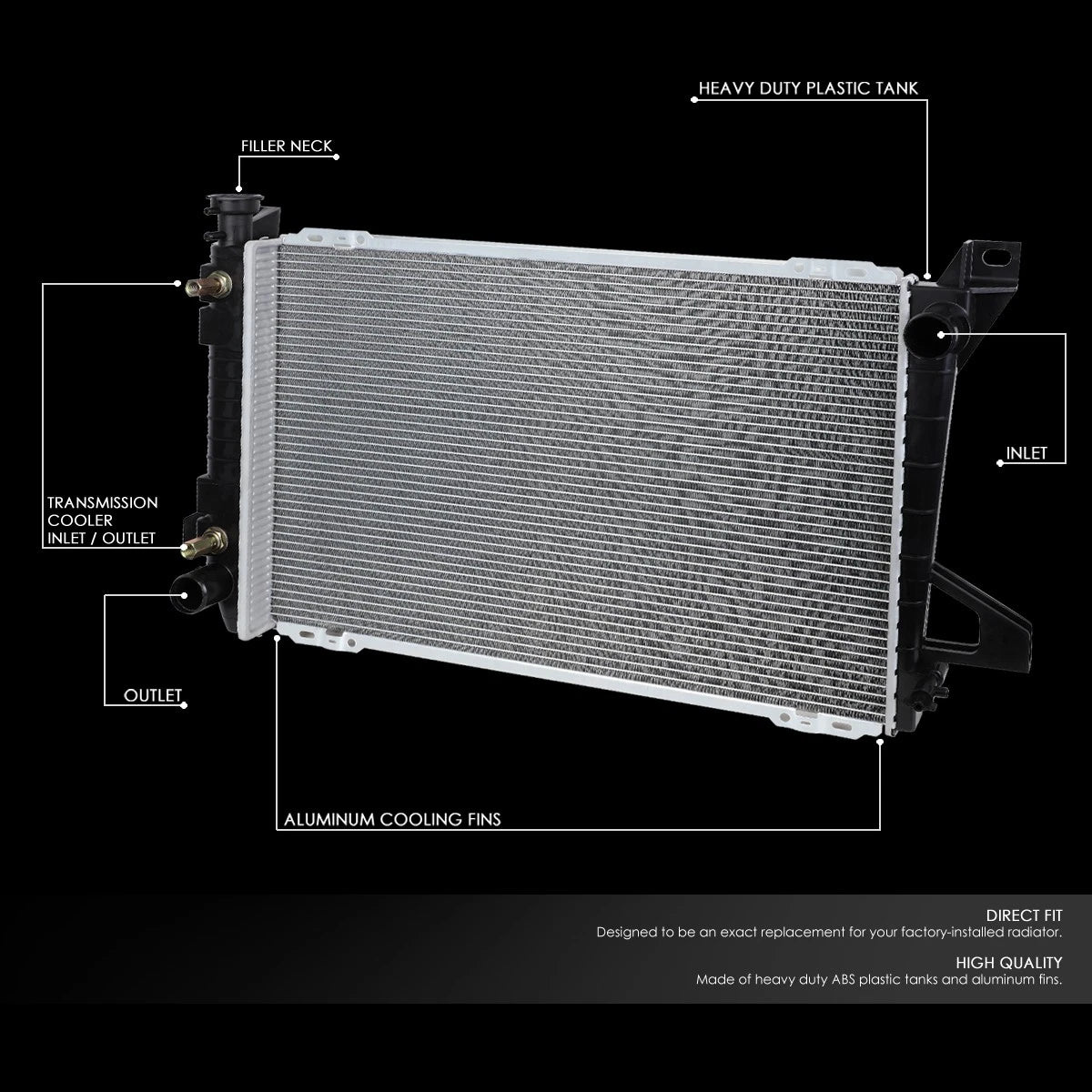 Aluminum Core Radiator for Ford F150/F250/F350/Bronco (1985–1997) DPI 1453