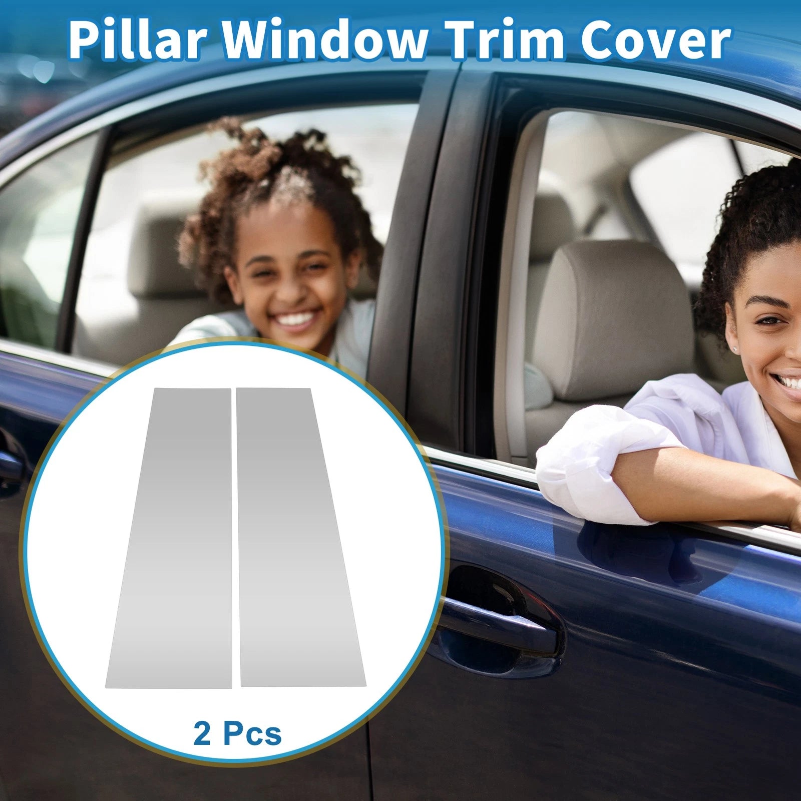 2pcs Door Pillar Window Trim for Ford Bronco (2021–2023) Silver Tone
