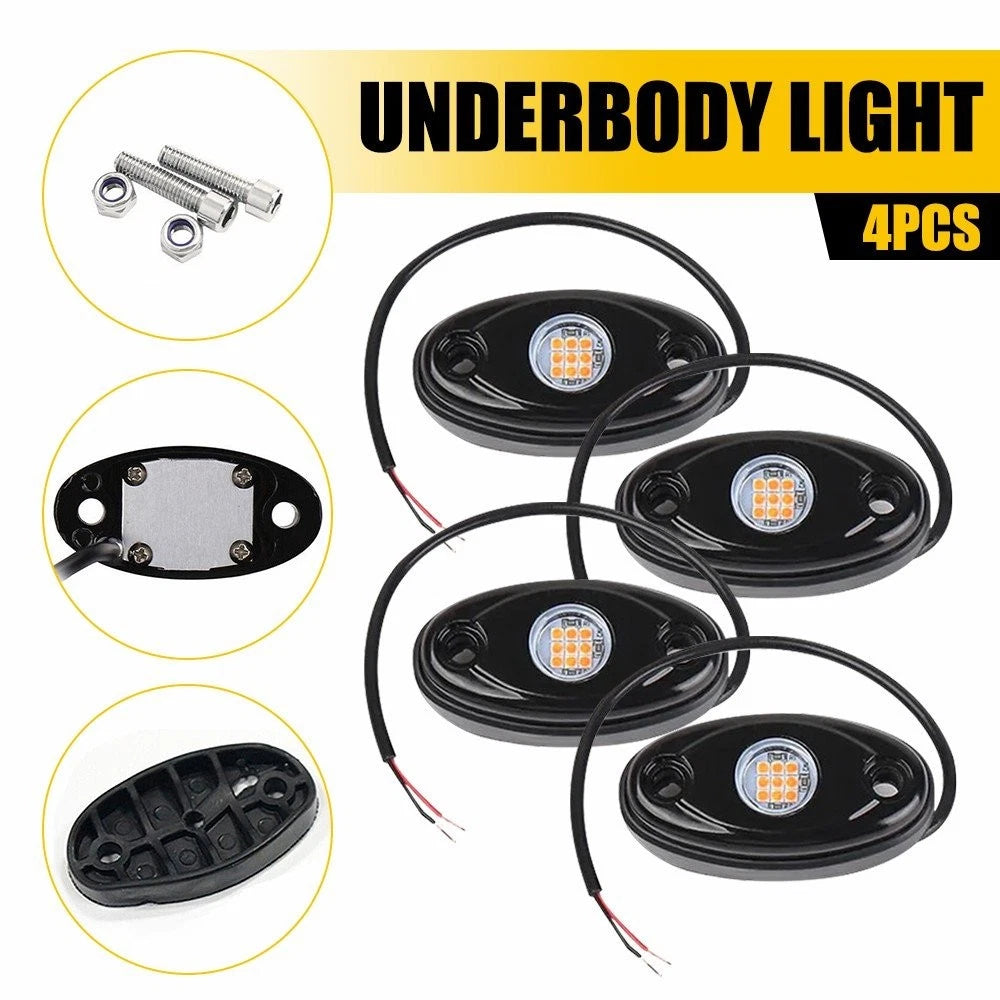 Amber LED Rock Lights for Jeep Off-Road Truck ATV UTV
