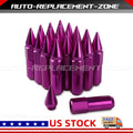 Set of 20 Spiked Racing Wheel Lug Nuts M12 x 1.5mm 60mm Arrow Style Purple