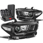Pair of Black/Clear Signal Headlight Lamps for Toyota Tacoma (2016–2020)