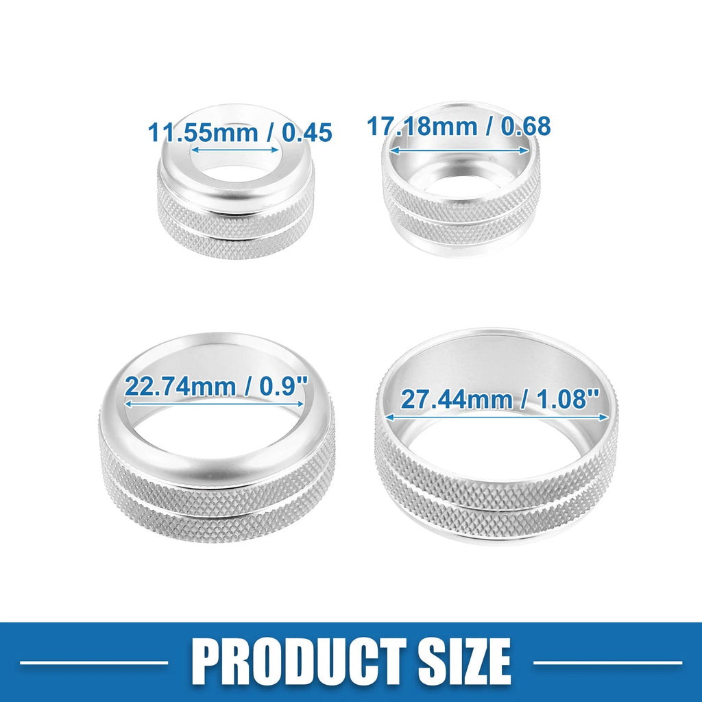 3Pcs AC Audio Volume Knob Cover for BMW F20 F22 F30 (2012–2019) Silver Tone
