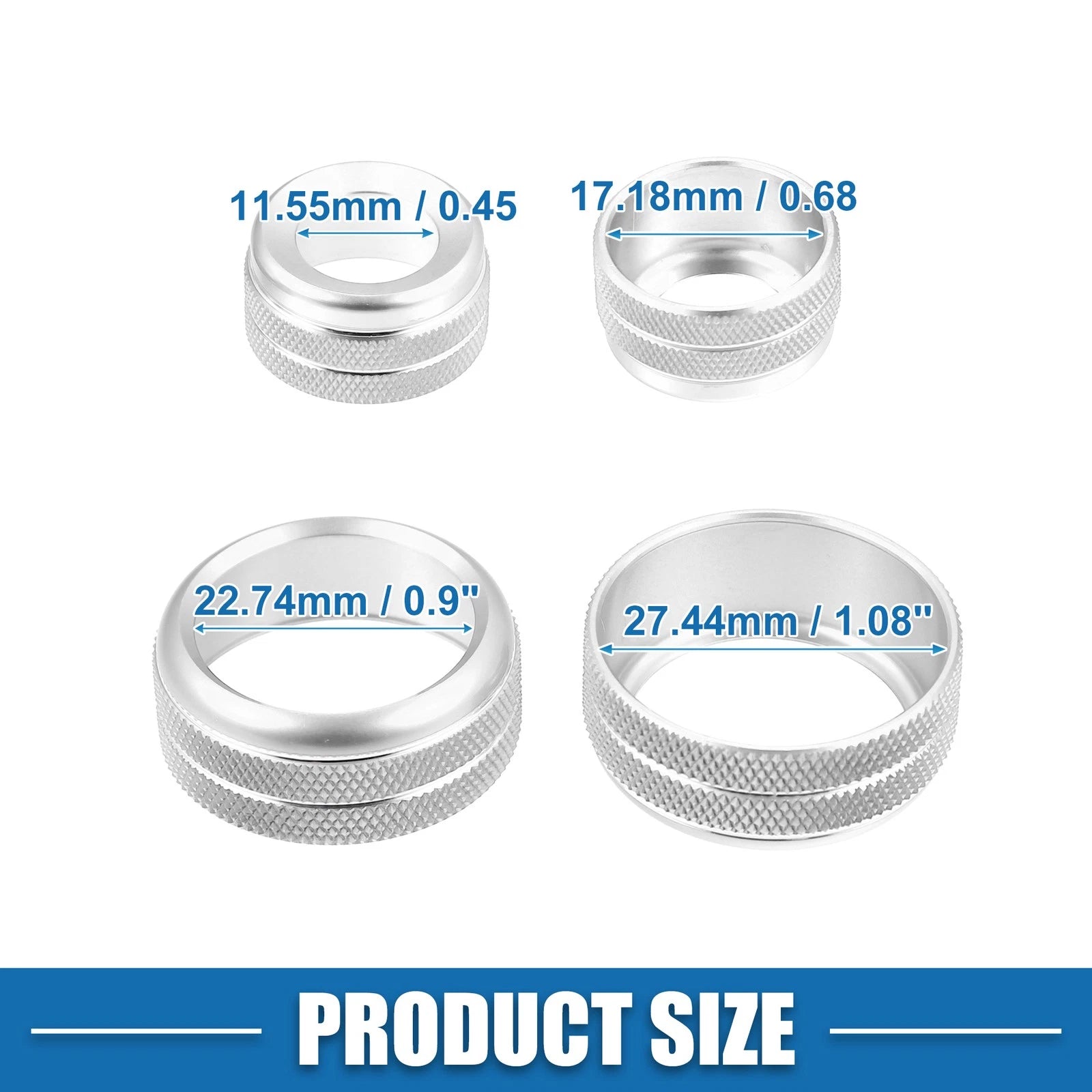 3Pcs AC Audio Volume Knob Cover for BMW F20 F22 F30 (2012–2019) Silver Tone