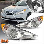 Projector Headlight for Hyundai Sonata (2011–2014) OE Replacement Amber Chrome