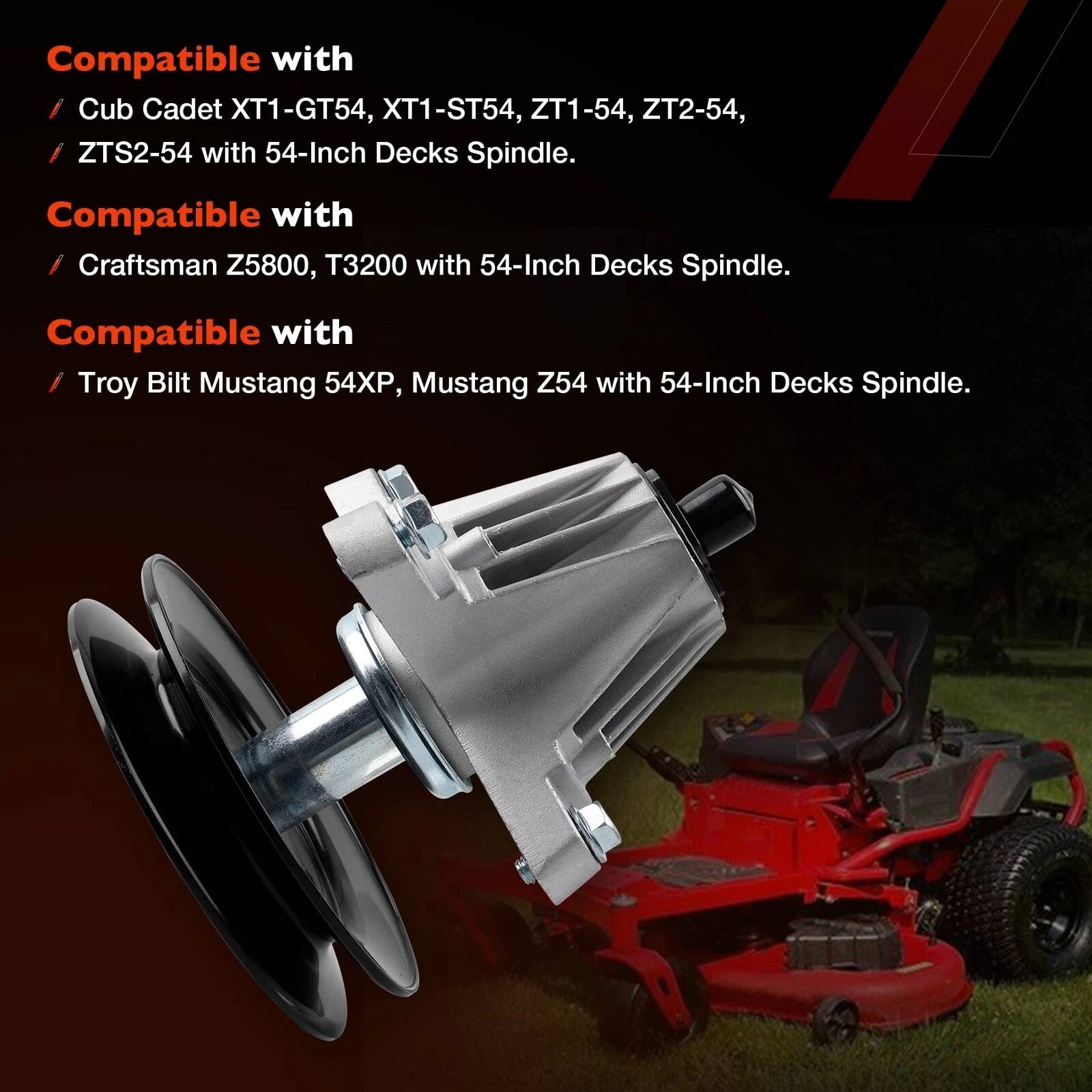 Mower Deck Spindle for Cub Cadet XT1-GT54, ZT1, Craftsman, MTD (54" Deck) 618P09236
