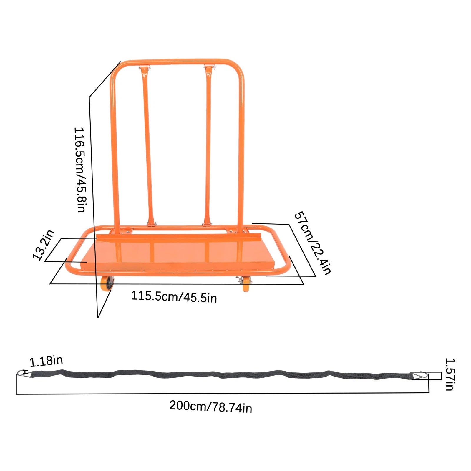 Heavy Duty Drywall Sheet Cart with Safety Belts for All Models
