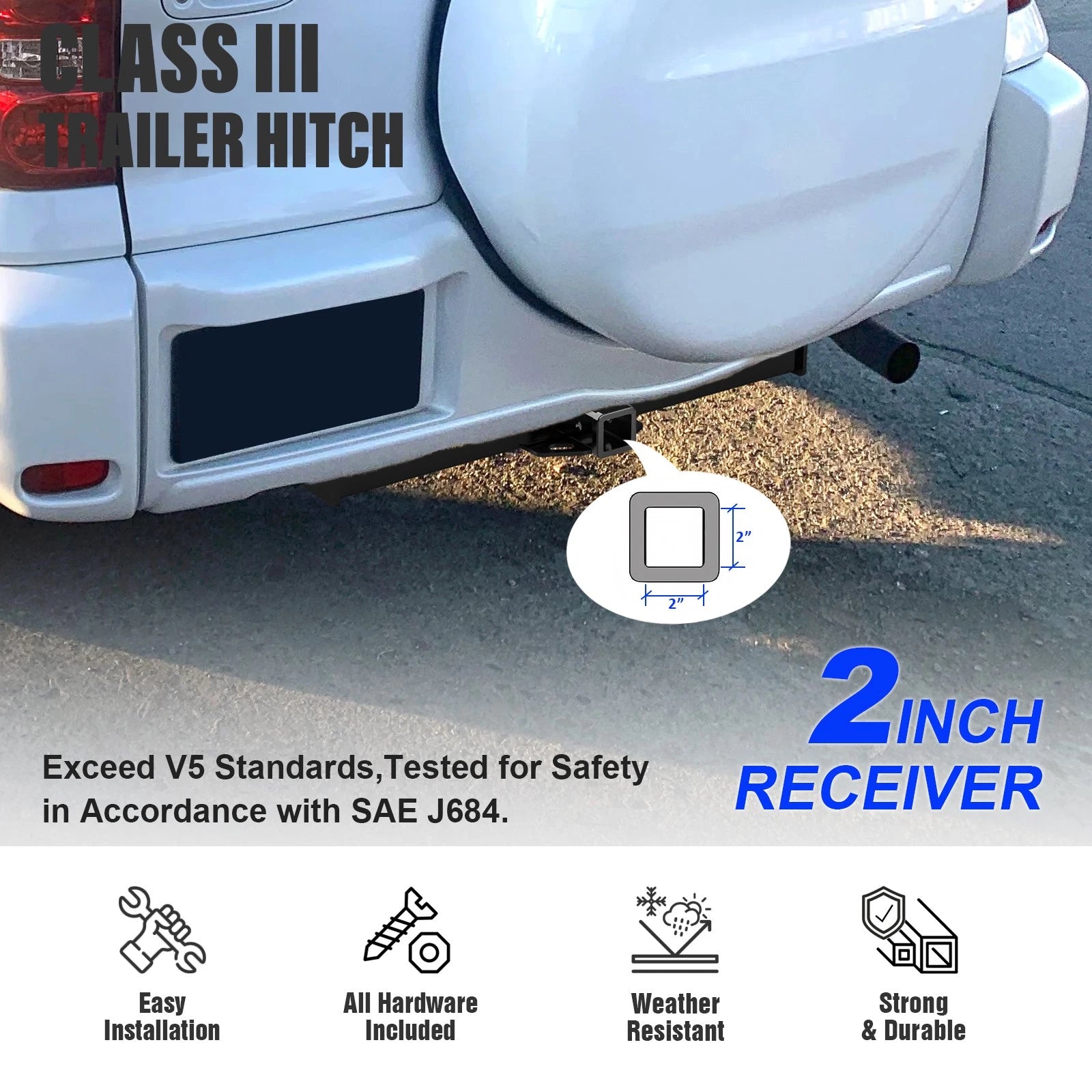 Towing Hitch Receiver Class 3 for Toyota RAV4 (1996-2005)